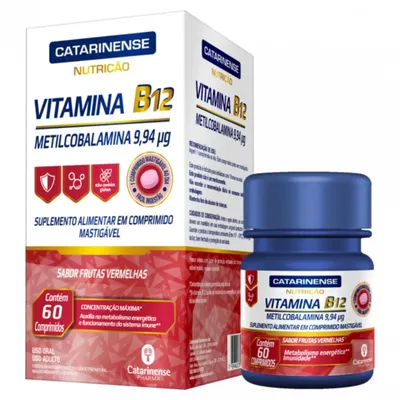 Vitamina B12 9,94mg Frutas Vermelhas Catarinense 60 Unidades